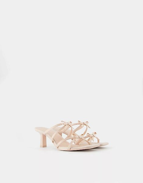 Bershka Sandalen Mit Kitten-Heels Und Schleifen Damen 41 Beige günstig online kaufen