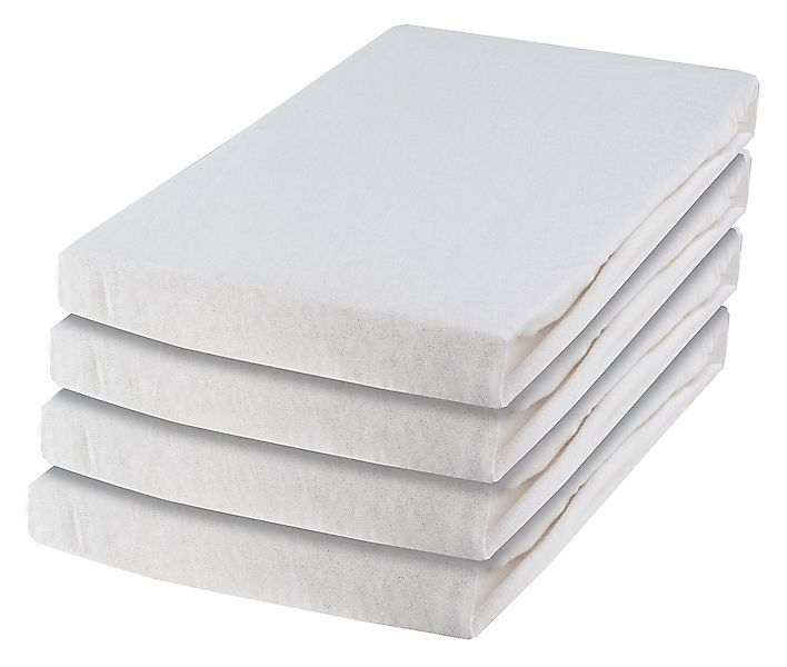 Home4You Spannbettlaken, 4er Set, Weiß, B 100 cm x L 200 cm, Baumwolle, Gum günstig online kaufen