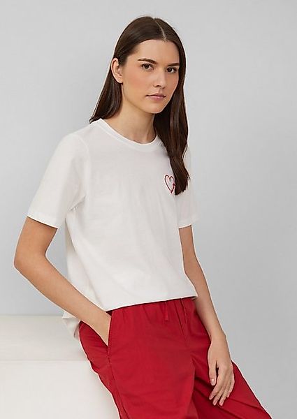s.Oliver Kurzarmshirt Jerseyshirt aus Baumwolle mit Stickerei Stickerei günstig online kaufen