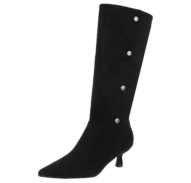 Ital-Design Elegante spitze Stiefel mit flachem Absatz für Damen Stiefel (9 günstig online kaufen