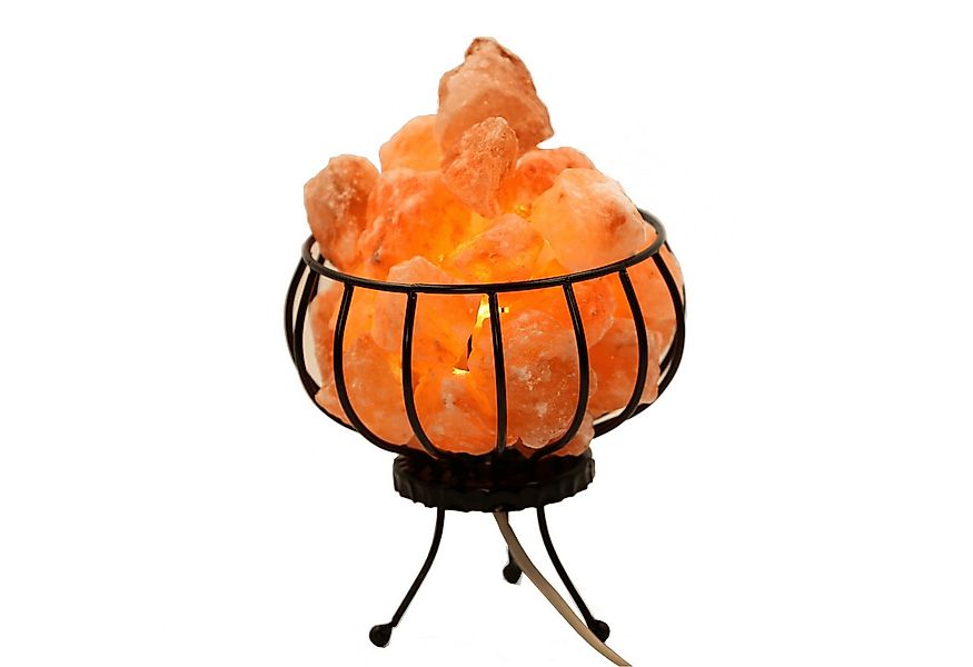 HAF Salzkristall-Tischlampe Salzlampe Metallkorb Feuerkorb mit Salzkristall günstig online kaufen