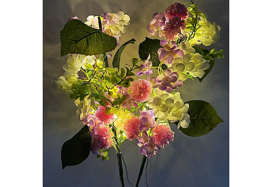 Kunstzweig - 2 Deko Zweige mit rosa, weißen Blüten und 30 LED Lichtern & Ti günstig online kaufen