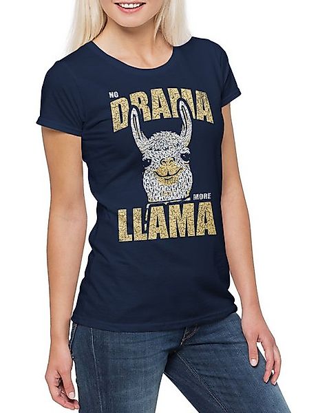 Urban Backwoods Print-Shirt No Drama More Llama Damen T-Shirt Lama Entspann günstig online kaufen