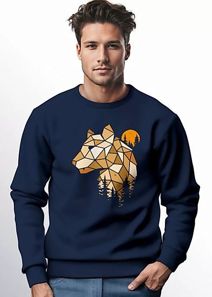 Neverless Sweatshirt Sweatshirt Herren Fashion Polygon Print Luchs Wald Tie günstig online kaufen