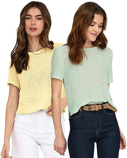 ONLY Kurzarmshirt (2er-Pack) Feinstrick Kurzarm Pullover leichtes Sommer Es günstig online kaufen