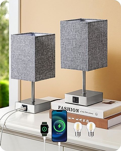 EDISHINE LED Nachttischlampe Touch Dimmbar, 2er-Set Tischleuchten mit USB, günstig online kaufen