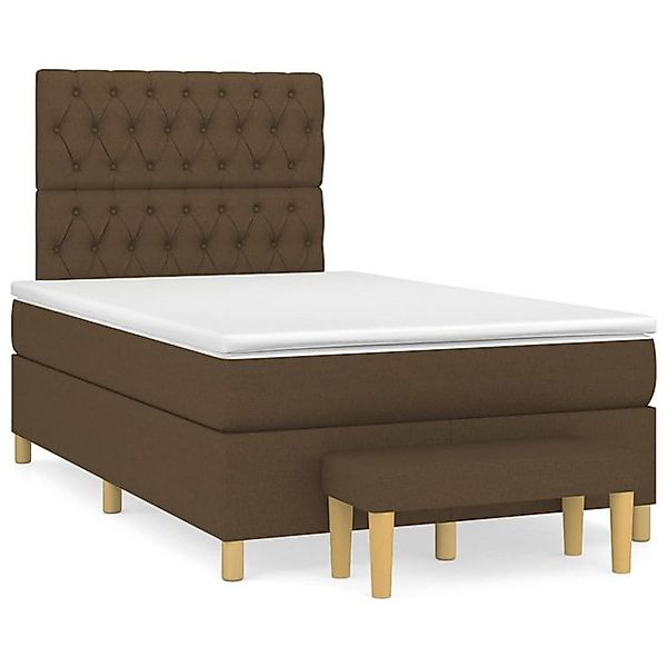 vidaXL Boxspringbett, Boxspringbett mit Matratze Dunkelbraun 120x200 cm Sto günstig online kaufen