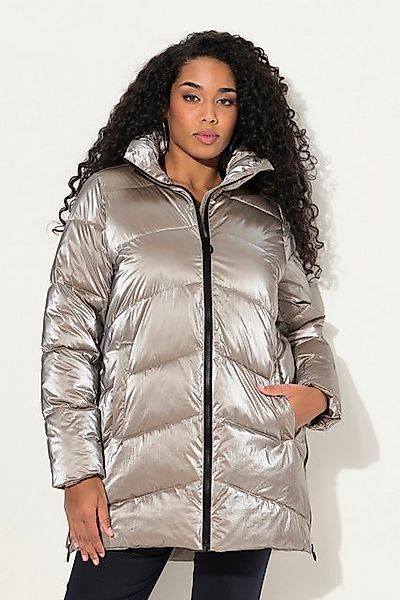 Ulla Popken Steppjacke Long-Steppjacke Saum-Zipper A-Linie Stehkragen günstig online kaufen