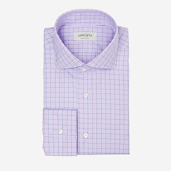 Hemd  gewebe prince of wales  violett baumwolle royal twill doppelt gezwirn günstig online kaufen