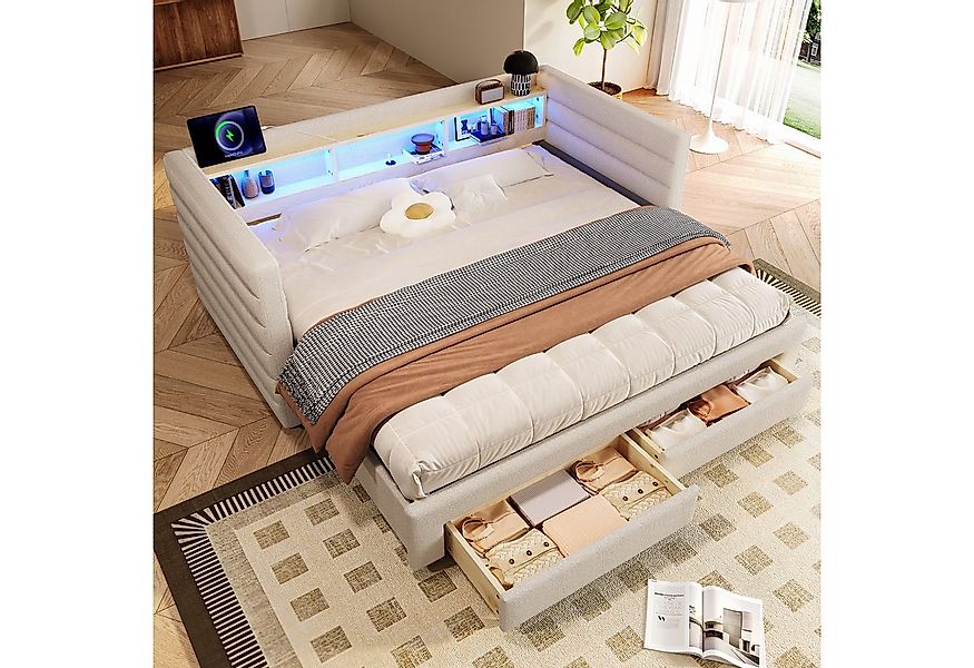 OKWISH Daybett Tagesbett,Sofabett,mit 2 Schubladen, Schlafsofa (mit LED-Bel günstig online kaufen