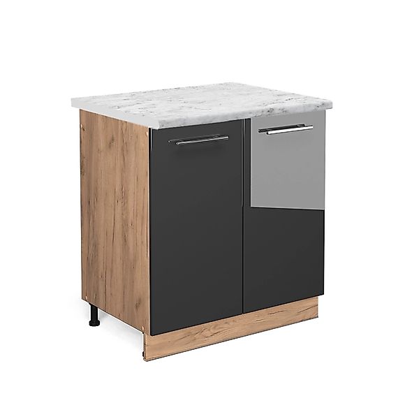 Vicco Spülenunterschrank Fame-Line Anthrazit Hochglanz/Goldkraft Eiche 80 c günstig online kaufen