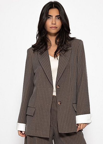 SASSYCLASSY Blusenblazer Oversize Blazer mit Nadelstreifen für Damen Lässig günstig online kaufen