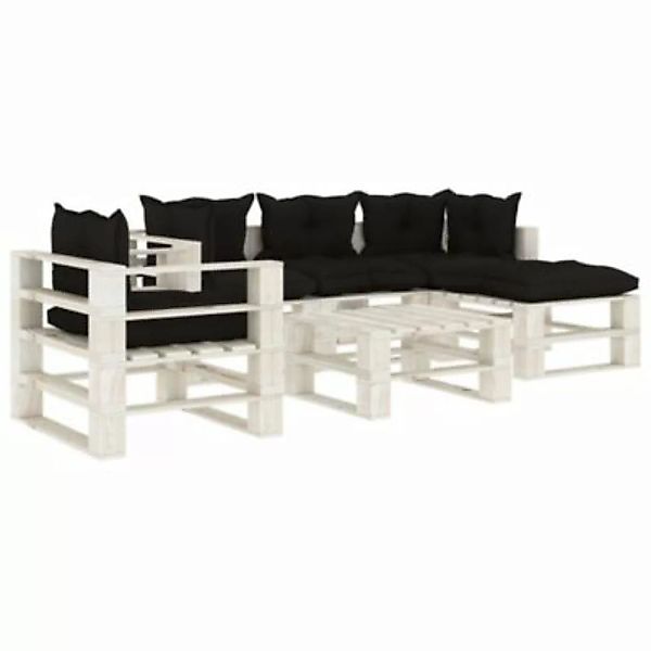 vidaXL 6-tlg. Garten-Lounge-Set Paletten mit schwarzen Kissen Holz Garten-L günstig online kaufen