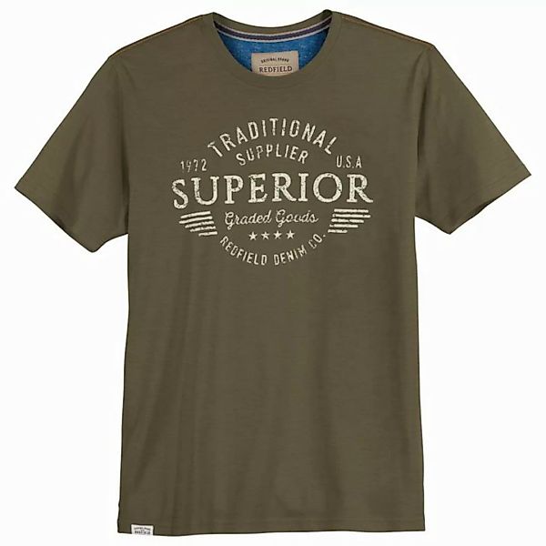 redfield Rundhalsshirt Redfield Übergrößen T-Shirt SUPERIOR khaki günstig online kaufen