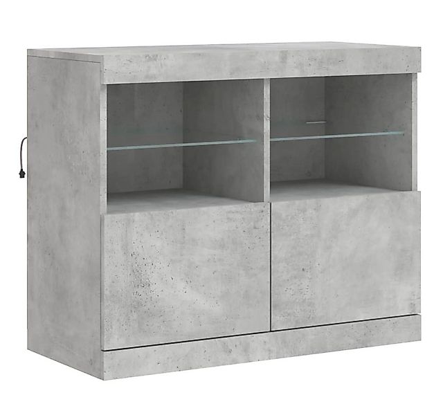 vidaXL Sideboard Sideboard mit LED-Leuchten Betongrau 81x37x67 cm (1 St) günstig online kaufen
