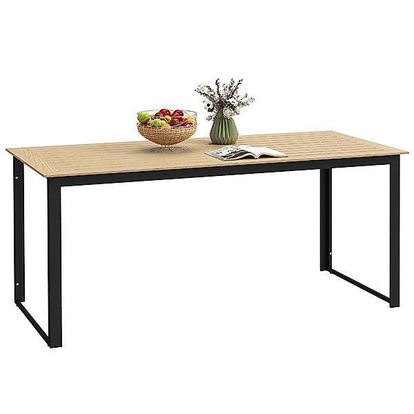 Outsunny Gartentisch mit Holzoptik, Lamellendesign, für günstig online kaufen