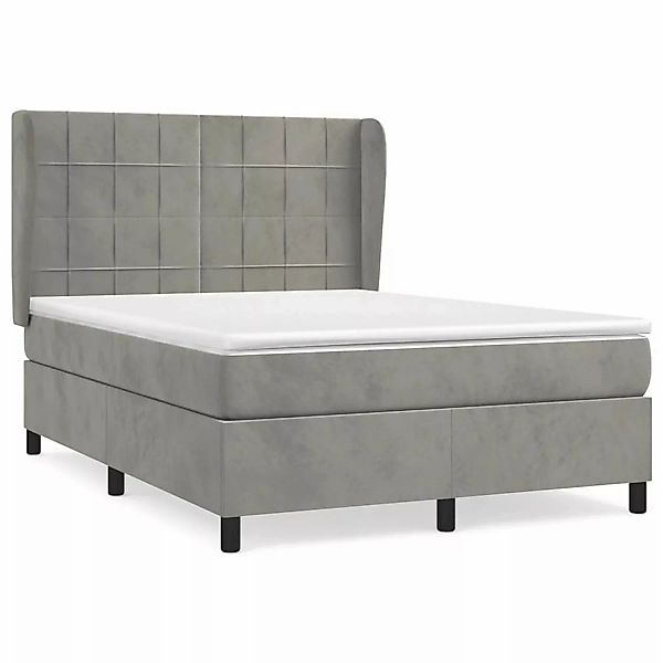 vidaXL Boxspringbett mit Matratze Hellgrau 140x190 cm Samt1399498 günstig online kaufen