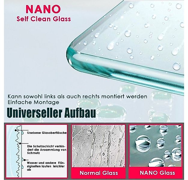 SONNI Walk-in-Dusche Duschkabine Duschabtrennung Duschwand mit Haltestange günstig online kaufen