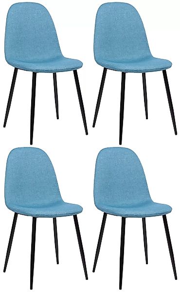 4er Set Esszimmerstühle Napier-blau-Stoff günstig online kaufen
