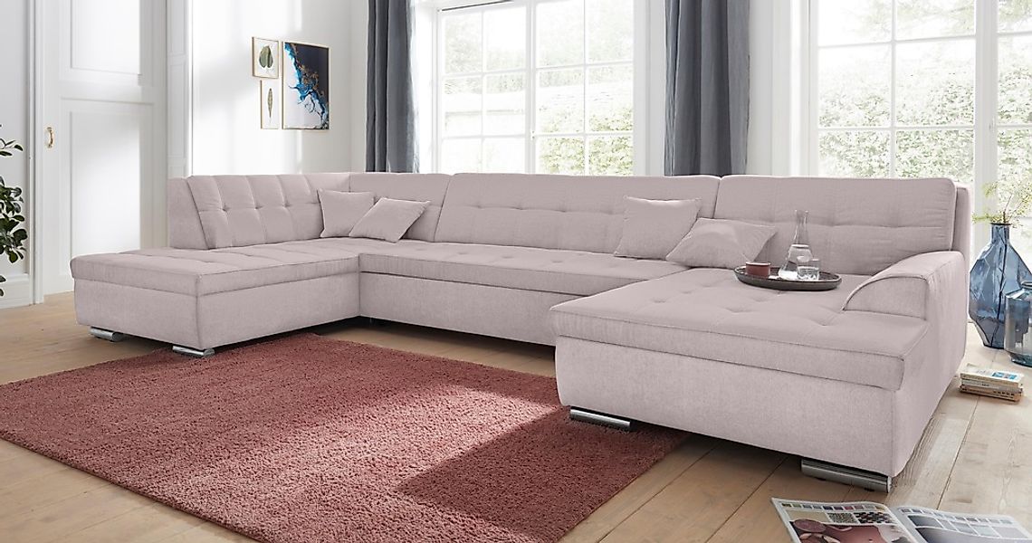 DOMO collection Wohnlandschaft "Aversa U-Form" wahlweise mit Bettfunktion, günstig online kaufen