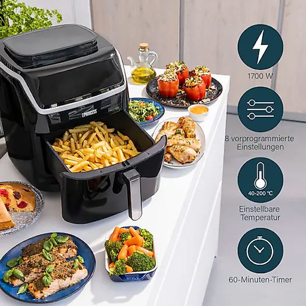 PRINCESS Fritteuse »182080«, 1700 W, Dampf-Airfryer, 6,5 l Volumen, 8 Progr günstig online kaufen