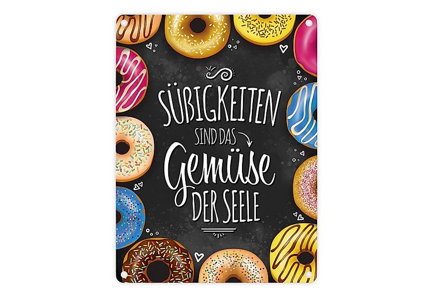 speecheese Metallschild Metallschild mit Donut Motiv und Spruch: Süßigkeite günstig online kaufen