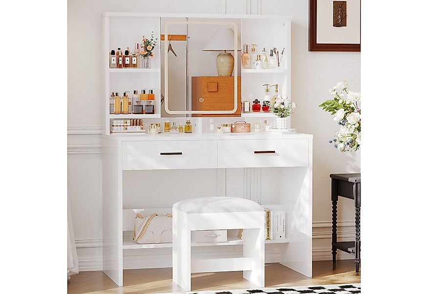 Furnicopia Schminktisch Mit LED-Beleuchtung Mit Schublade, Ablagefach, eins günstig online kaufen