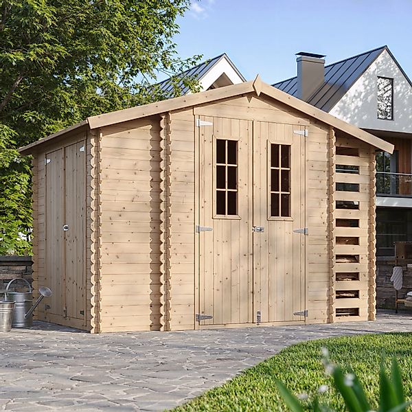 Timbela Holz-Gartenhaus M389C Beige Braun 5,47 m² FSC® günstig online kaufen