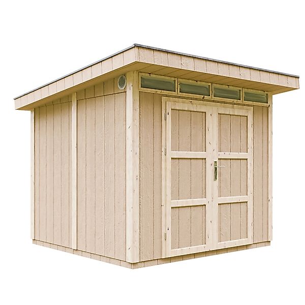 Timbela Holz-Gartenhaus M903A Flachdach Grundiert 279 cm x 294 cm günstig online kaufen