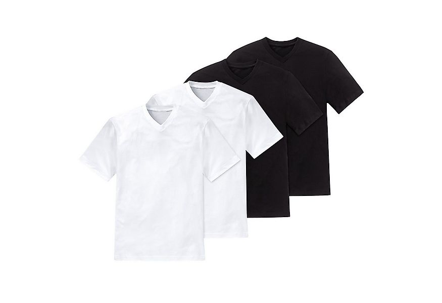 Schiesser T-Shirt (4-tlg) V-Ausschnitt, kurzarm, verstärkte Halsnaht, im 4e günstig online kaufen