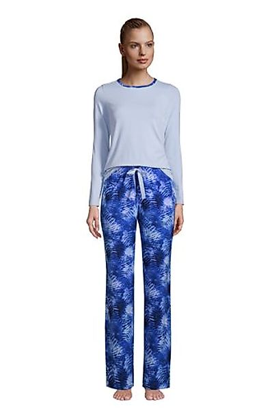 Gemustertes Jersey Pyjama-Set, Damen, Größe: 48-50 Normal, Blau, by Lands' günstig online kaufen