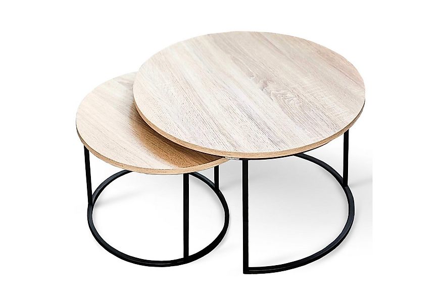 holz4home® Couchtisch Couchtisch 2er-Set MDF Sonoma Eiche I Runder Beistell günstig online kaufen