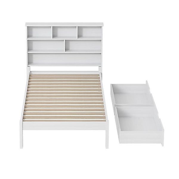 FUROKOY Holzbett Einzelbett Massivholzbett Kiefer mit Lattenrost und 2 Schu günstig online kaufen