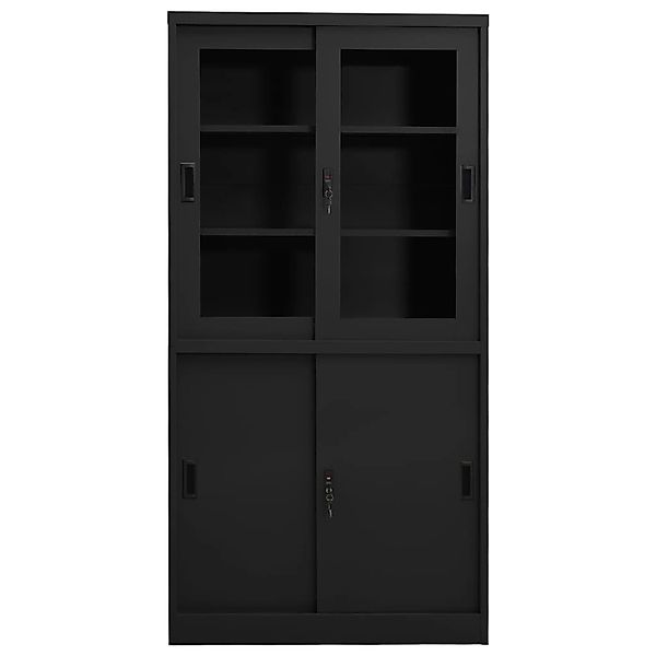 Büroschrank Mit Schiebetür Anthrazit 90x40x180 Cm Stahl günstig online kaufen