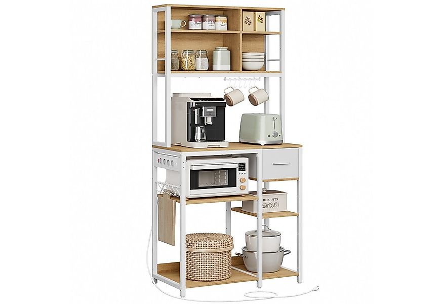 VASAGLE Standregal, Küchenregal mit Steckdosen, verstellbaren Ablagen günstig online kaufen
