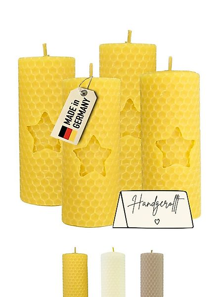 Wachsmann Bienenprodukte Bienenwachskerze handgerollt, 100 % Bienenwachs, 4 günstig online kaufen