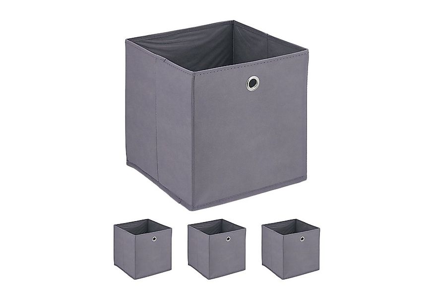 relaxdays Aufbewahrungsbox Graue Aufbewahrungsbox im 4er Set günstig online kaufen