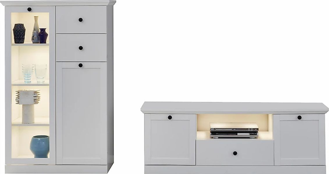 Home affaire Wohnwand "Örebro" Set, 2 tlg. zeitloser Landhausstil, mit Voll günstig online kaufen