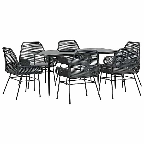 vidaXL 7-Tlg Garten-Essgruppe mit Kissen Schwarz Poly Rattan Glas 3334468 günstig online kaufen