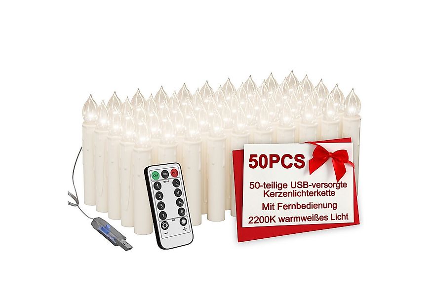 FIVMEN LED-Kerze 50er Weihnachtskerzen Flammenlose Dimmbar Kerzen mit Fernb günstig online kaufen