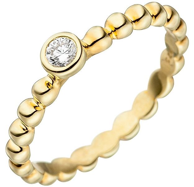 Schmuck Krone Silberring Kugelring mit Zirkonia, 925 Silber vergoldet, Silb günstig online kaufen