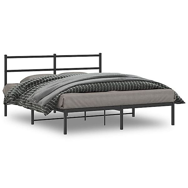 furnicato Bettgestell mit Kopfteil Metall Schwarz 150x200 cm (1-tlg) günstig online kaufen