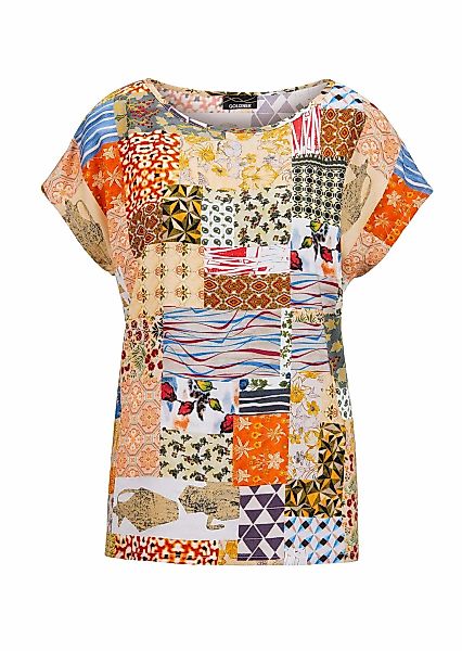GOLDNER Schlupfbluse "Kurzgröße Luftige Viskosebluse mit Patch-Print" günstig online kaufen