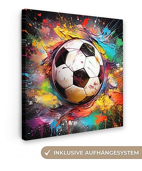 OneMillionCanvasses® Leinwandbild Fußball - Farbe - Farben - Schwarz - Weiß günstig online kaufen