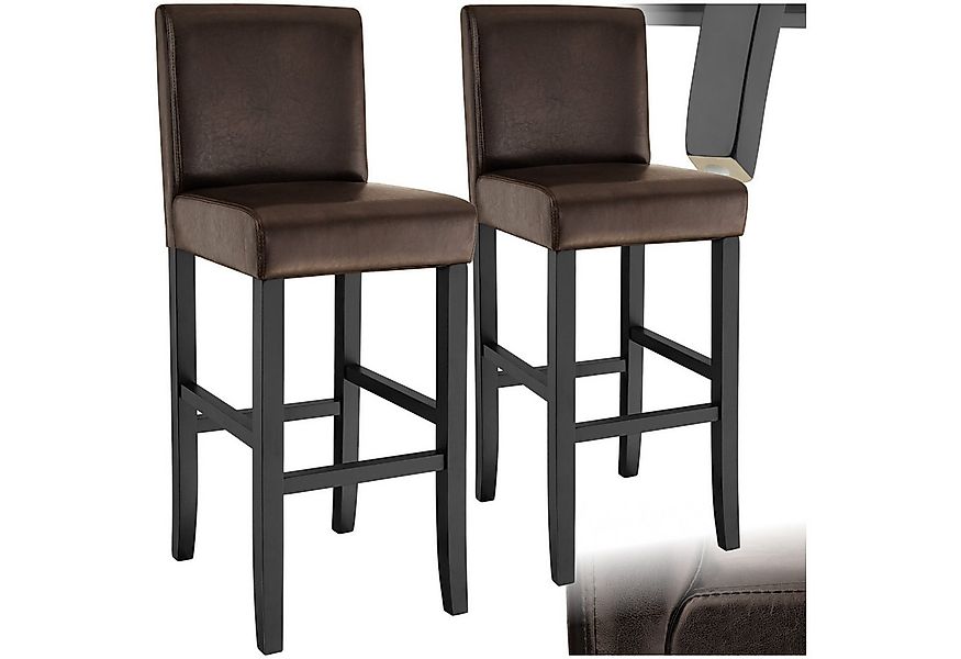 tectake Barhocker Barstuhl aus Kunstleder, gepolstert mit Rückenlehne, Stuh günstig online kaufen