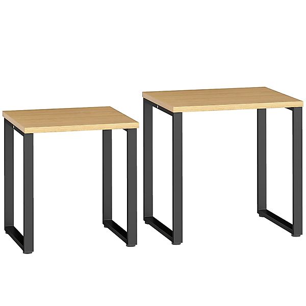 HOMCOM Couchtisch 2er Set Wohnzimmertisch mit Metallrahmen, Satztisch Kaffe günstig online kaufen