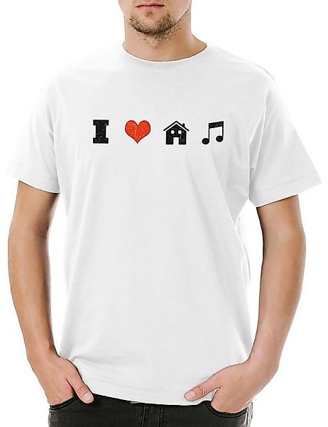 Urban Backwoods Print-Shirt I Love House Music Herren T-Shirt Elektro Elect günstig online kaufen