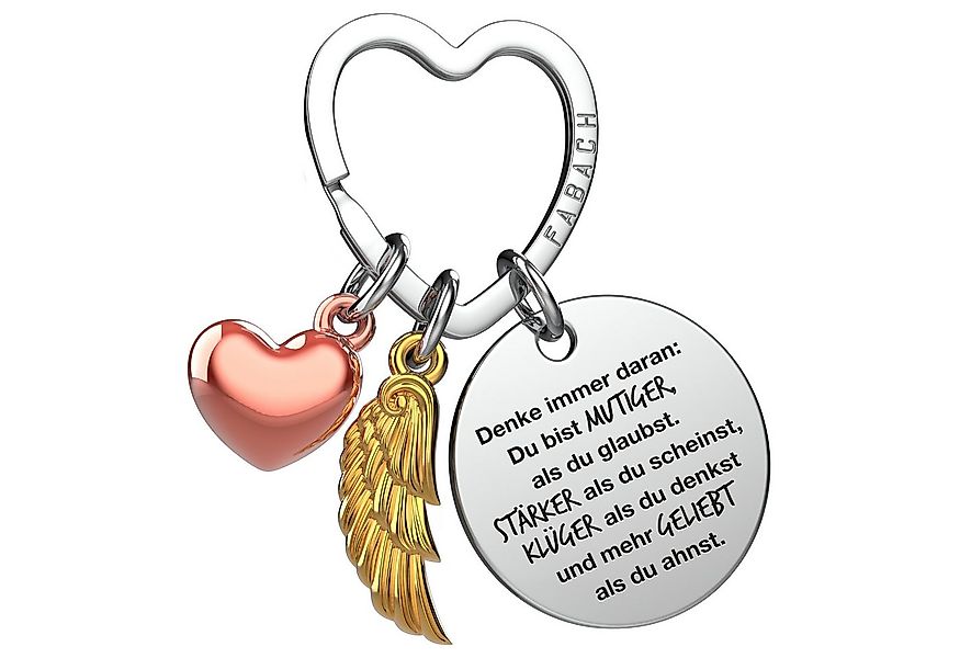 FABACH Schlüsselanhänger Glücksbringer Herz und Engelsflügel mit Gravur "Be günstig online kaufen