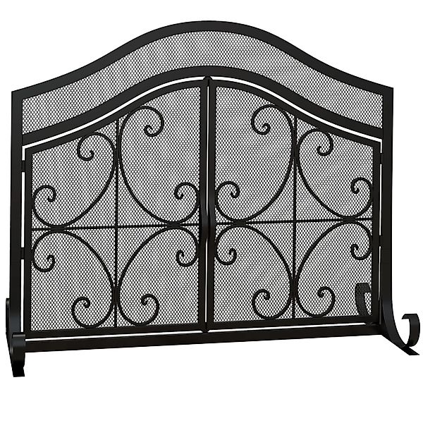 HOMCOM Kaminschutzgitter  Stahl Schwarz 105L x 40B x 80,5H cm günstig online kaufen