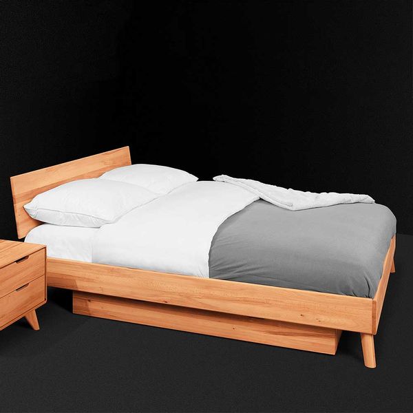 Massivholzbett mit Schublade Kernbuche geölt günstig online kaufen